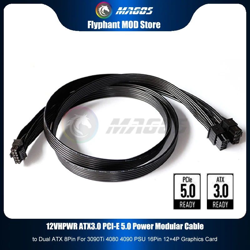 Dual 8Pin To 16Pin 12Vhpwr Cable - Cable Modular de alimentación HPWR ATX3.0